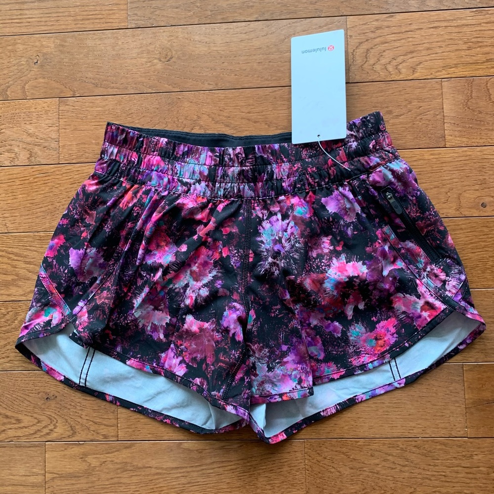 LULULEMON TRACKER SHORT 4”-FLUORO FLORAL MULTI, 8 - Picture 3 of 13
